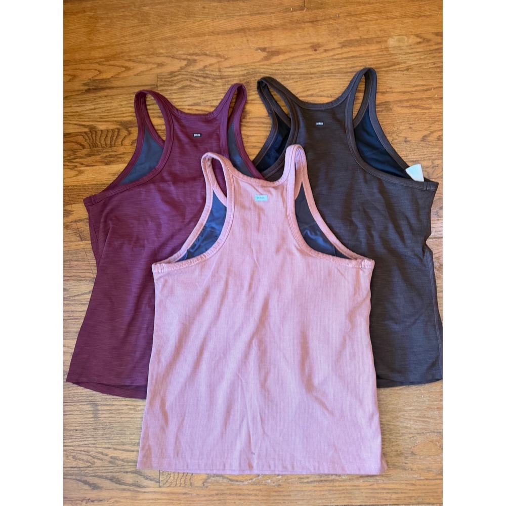 Prana Womens Racerback Tank Top Pack of 3 Ribbed High Neck Yoga Athletic Multi